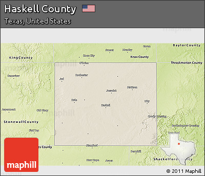 Shaded Relief 3D Map of Haskell County, physical outside