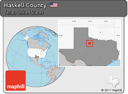 Gray Location Map of Haskell County, highlighted country, highlighted parent region