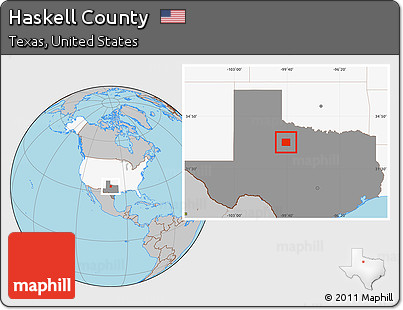 Gray Location Map of Haskell County, highlighted country, highlighted parent region