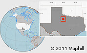Gray Location Map of Haskell County, highlighted country, highlighted parent region, hill shading