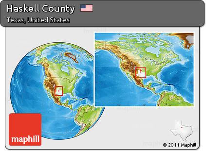 Physical Location Map of Haskell County, highlighted parent region, within the entire country