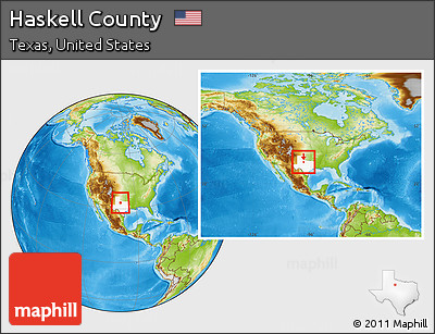 Physical Location Map of Haskell County, highlighted parent region, within the entire country