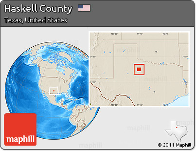 Shaded Relief Location Map of Haskell County