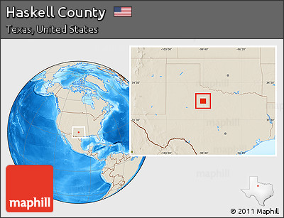 Shaded Relief Location Map of Haskell County