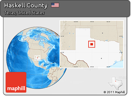 Shaded Relief Location Map of Haskell County, highlighted parent region