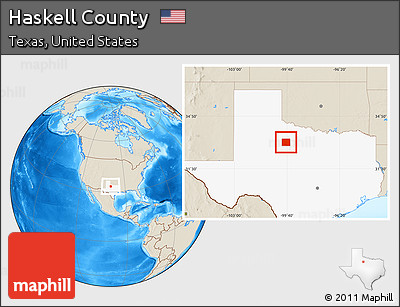 Shaded Relief Location Map of Haskell County, highlighted parent region