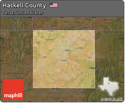 Satellite Map of Haskell County, darken