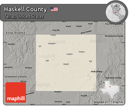 Shaded Relief Map of Haskell County, darken, semi-desaturated