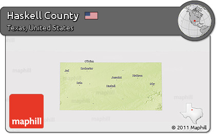 Physical Panoramic Map of Haskell County, cropped outside