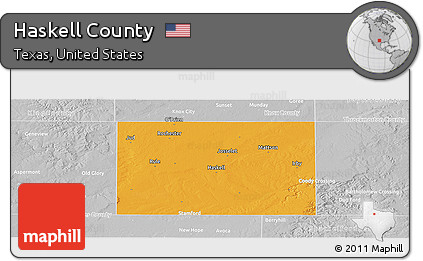 Political Panoramic Map of Haskell County, lighten, desaturated