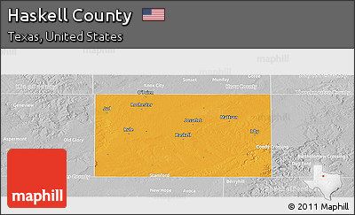 Political Panoramic Map of Haskell County, lighten, desaturated