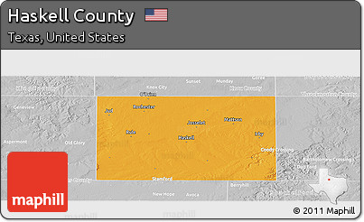 Political Panoramic Map of Haskell County, lighten, desaturated