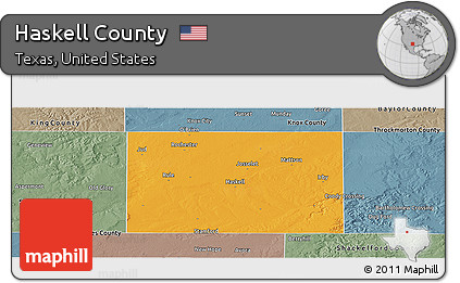Political Panoramic Map of Haskell County, semi-desaturated