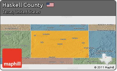 Political Panoramic Map of Haskell County, semi-desaturated