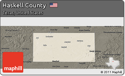 Shaded Relief Panoramic Map of Haskell County, darken