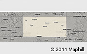 Shaded Relief Panoramic Map of Haskell County, darken, semi-desaturated