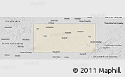 Shaded Relief Panoramic Map of Haskell County, desaturated