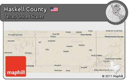 Shaded Relief Panoramic Map of Haskell County