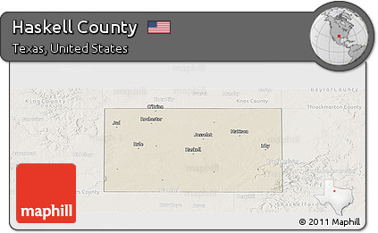 Shaded Relief Panoramic Map of Haskell County, lighten