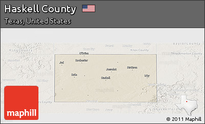 Shaded Relief Panoramic Map of Haskell County, lighten