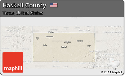 Shaded Relief Panoramic Map of Haskell County, lighten