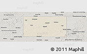 Shaded Relief Panoramic Map of Haskell County, semi-desaturated