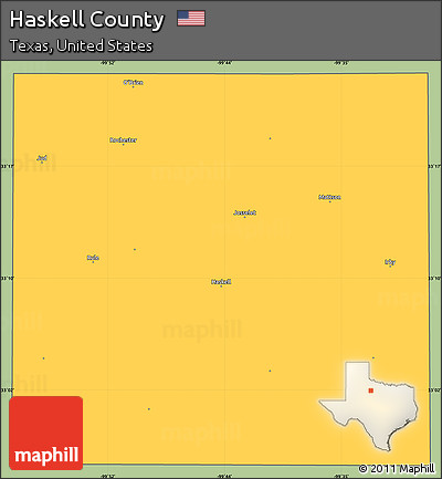 Savanna Style Simple Map of Haskell County, cropped outside
