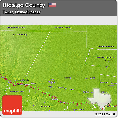 Physical 3D Map of Hidalgo County