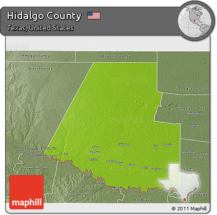 Physical 3D Map of Hidalgo County, semi-desaturated