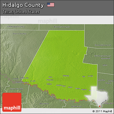 Physical 3D Map of Hidalgo County, semi-desaturated