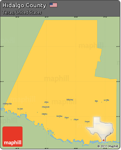 Savanna Style Simple Map of Hidalgo County, single color outside