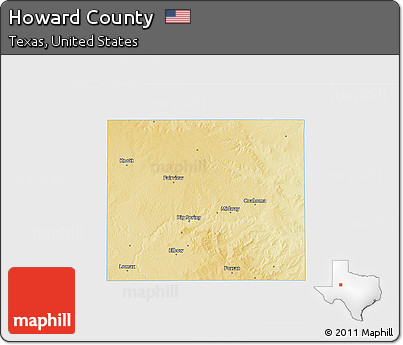 Physical 3D Map of Howard County, single color outside
