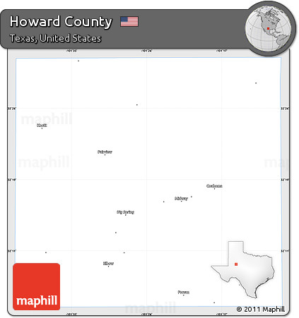 Silver Style Simple Map of Howard County, single color outside