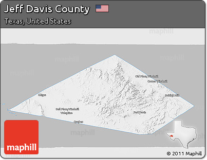Gray 3D Map of Jeff Davis County, single color outside