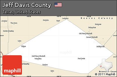 Classic Style Simple Map of Jeff Davis County