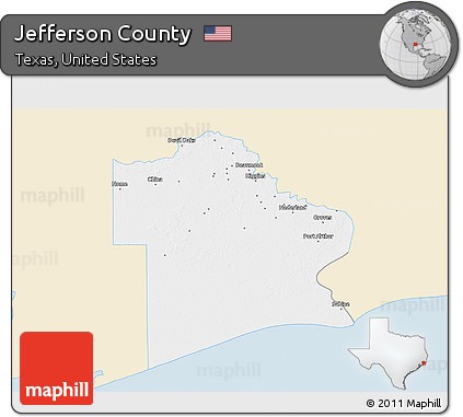Classic Style 3D Map of Jefferson County, single color outside