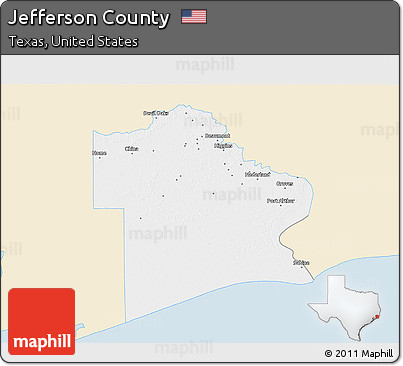 Classic Style 3D Map of Jefferson County, single color outside