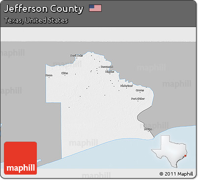 Gray 3D Map of Jefferson County, single color outside