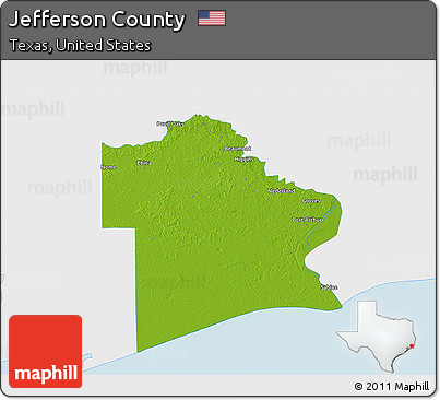 Physical 3D Map of Jefferson County, single color outside