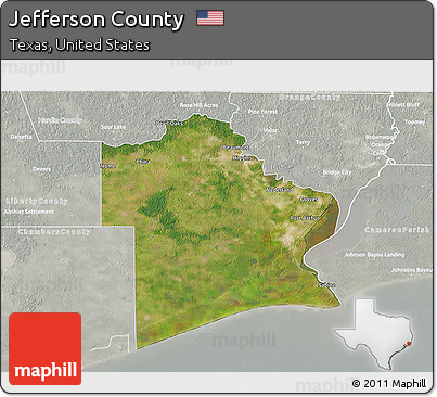 Satellite 3D Map of Jefferson County, lighten, semi-desaturated