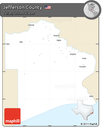 Classic Style Simple Map of Jefferson County, single color outside