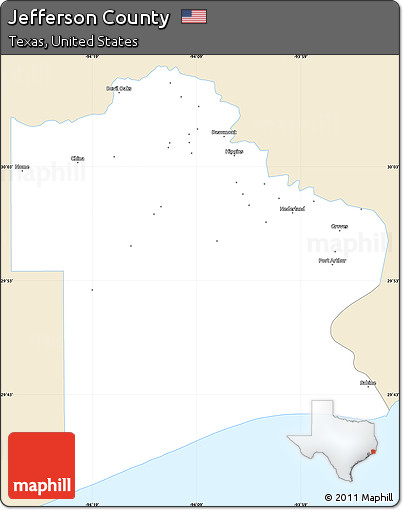 Classic Style Simple Map of Jefferson County, single color outside