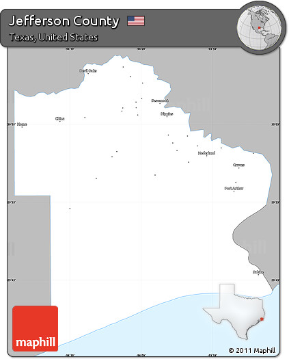 Gray Simple Map of Jefferson County, single color outside