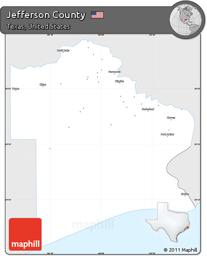 Silver Style Simple Map of Jefferson County, single color outside