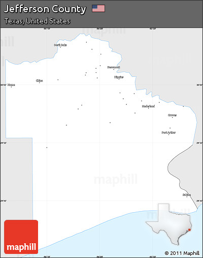 Silver Style Simple Map of Jefferson County, single color outside