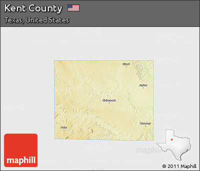 Physical 3D Map of Kent County, single color outside