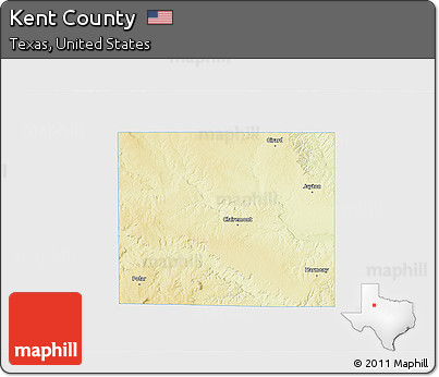 Physical 3D Map of Kent County, single color outside