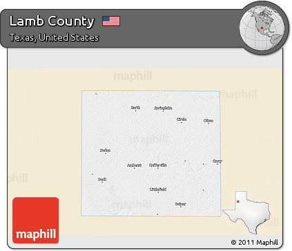 Classic Style 3D Map of Lamb County, single color outside