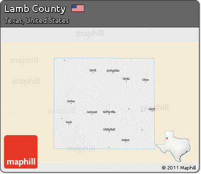 Classic Style 3D Map of Lamb County, single color outside