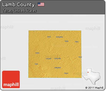 Physical 3D Map of Lamb County, single color outside